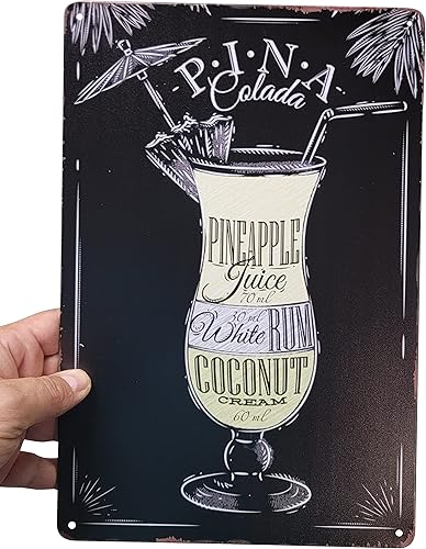 Miniatura 2 de Cartel de recetas populares de 8 x 12 pulgadas para cócteles y barra de bebidas, menú de recetas para camareros en metal de hojalata para decoración