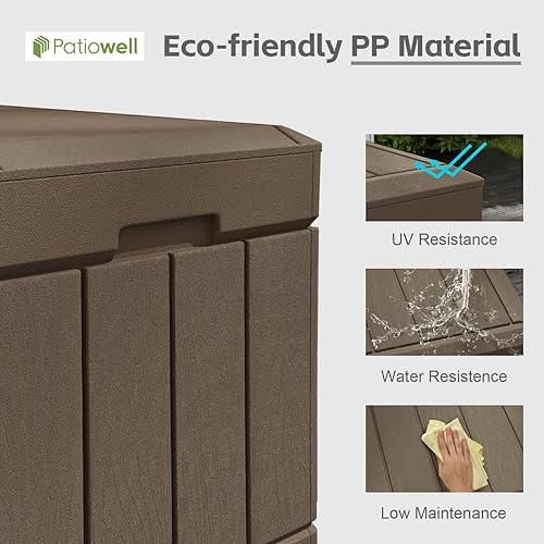 Vista 107 de Patiowell 30 Gallon Resin Deck Box, Outdoor Storage Box for Patio Furniture, Deliveries, Pool Supplies,Waterproof and Lockable, Grey