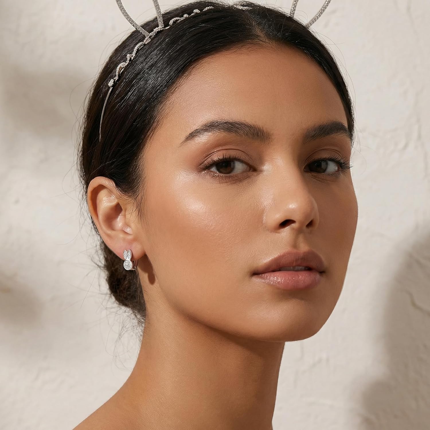 SLUYNZ Solid 925 Sterling Silver CZ Rabbit Earrings Hoop for Women Teen Girls Easter Bunny Hoop Earrings Huggie