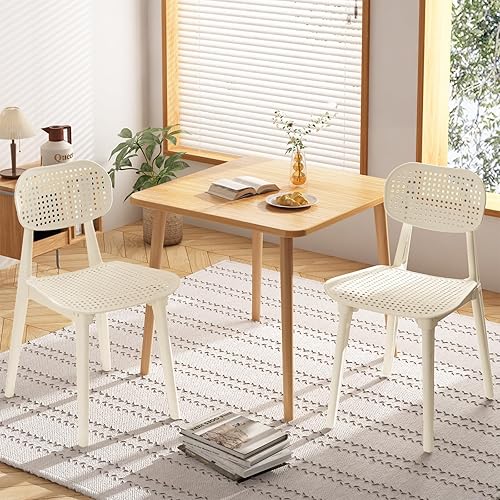 Miniatura 4 de Recaceik Juego de 2 sillas de comedor, modernas sillas de cocina de plástico resistente de 2 piezas, sillas de comedor, sillas auxiliares para el
