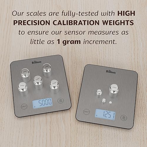 Miniatura 6 de Bisonbody Báscula digital de cocina de alimentos con aplicación inteligente - Báscula de cocina grande con superficie de acero inoxidable 201,