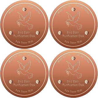 Bird Bath Copper Disk, Pure Copper Bird Bath Purification Disc, Save Cleaning Time, Chemical Free,Safe Natural Solution for Birdbaths Bowls&Waterfall Fountain, Year-Round Use (4 pcs)