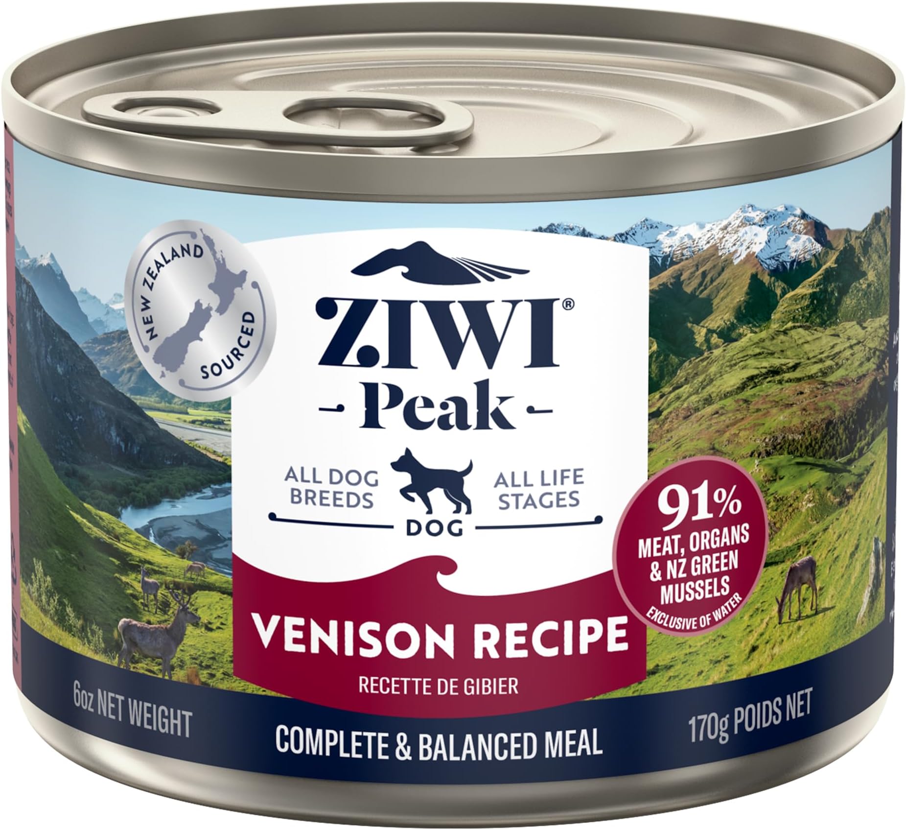 Peak Canned Wet Dog Food – All Natural, High Protein, Grain Free, Limited Ingredient, with Superfoods (Venison, Case of 12, 6oz Cans)