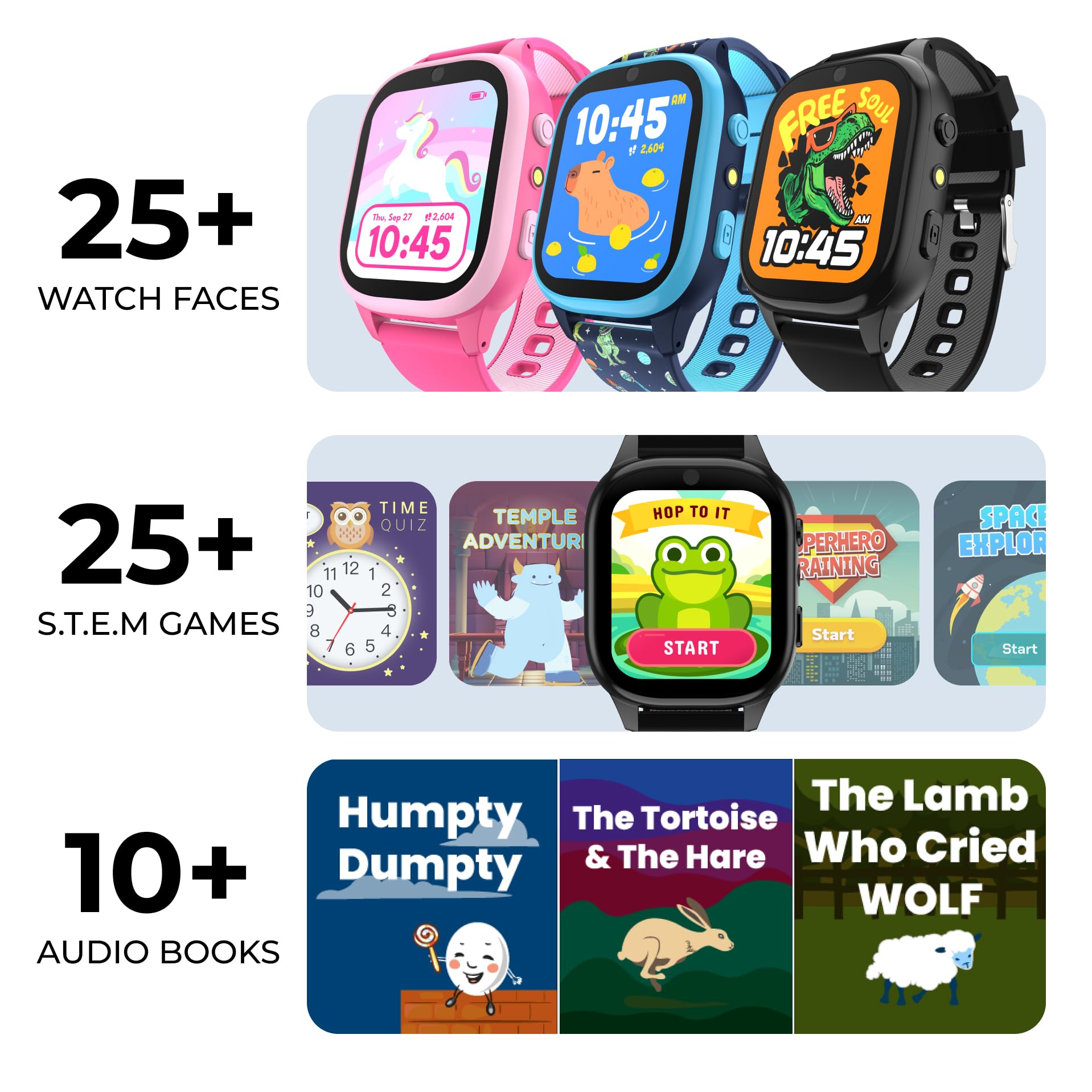 PlayZoom 4 Kids Smartwatch, Educational Tech Toy – 25+ Games, Selfie Camera, Audiobooks, Step Tracker, Water‑Resistant, Parental Controls, Long Battery, Ages 4‑12, Fuchsia Pink