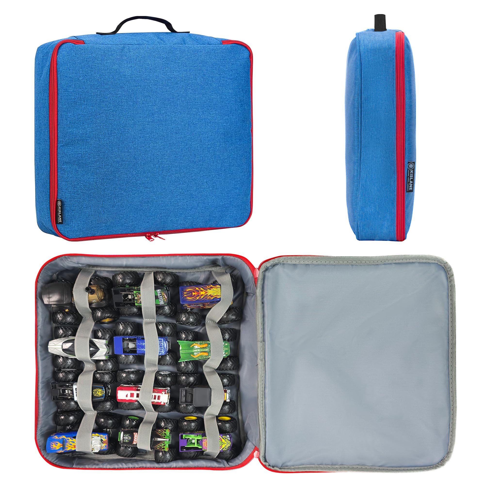 KISLANE Carrying Case for 12 Monster Jam Toy Trucks, Kids Cars Storage Bag Holding 12 Trucks