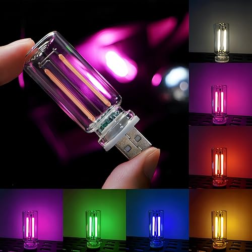 Miniatura 2 de Ilumina tu viaje con elegantes lámparas retro para automóvil mini botella de vidrio portátil LED de luz nocturna  Enchufe USB LED luces de ambiente