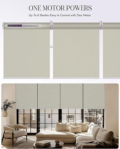 Miniatura 2 de Graywind Persianas enrollables inteligentes compatibles con Alexa Google, persianas motorizadas extra grandes para ventanas (beige y blanco)