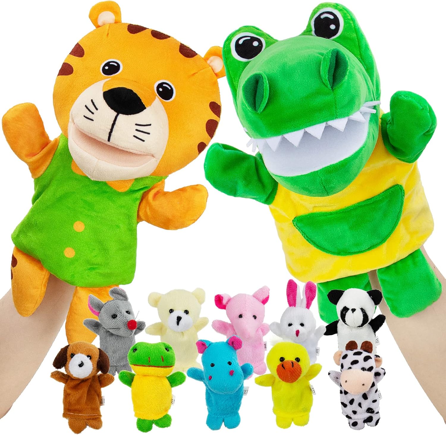 beetoy Puppets with 2 Hand Puppets & 10 Finger Puppets for Toddlers