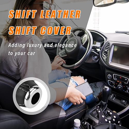 Miniatura 4 de Cubierta antipolvo para palanca de cambios de automóvil, funda de piel sintética, funda de palanca de cambios, cubierta universal para la mayoría de