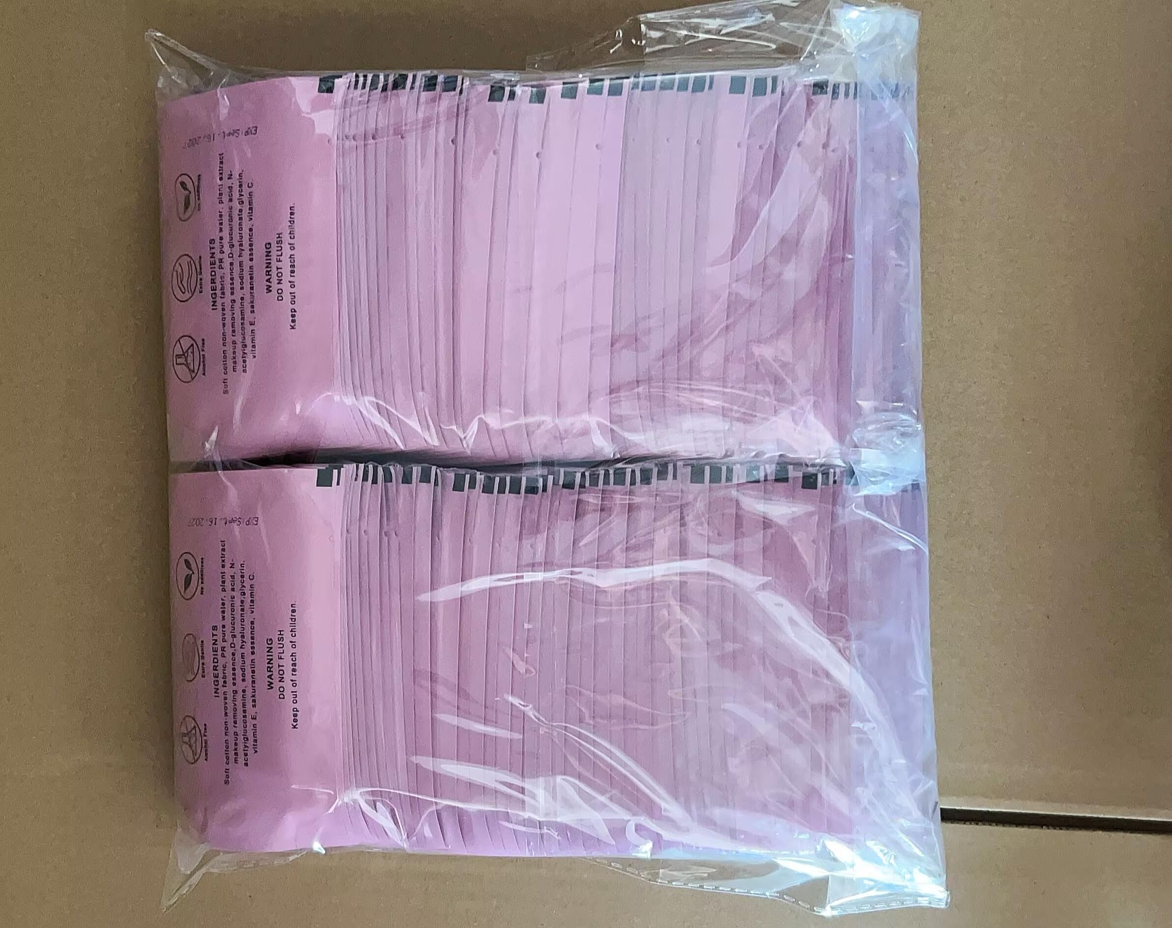 200 toallas de viaje envasadas de forma independiente para limpiar una sola pieza de toallas de viaje a granel para la cara (rosa)