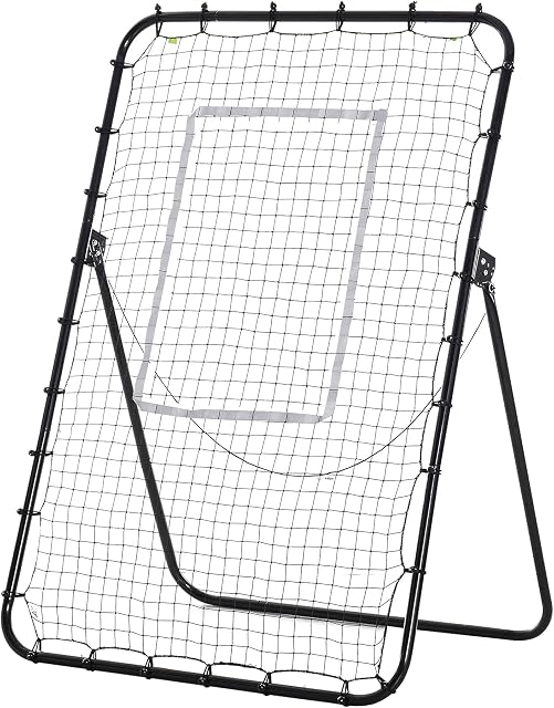 HOMCOM Foldable Football Rebounder Net, Large Football Goal Training Aid Soccer Kickback Target Zone Goal Play Adjustable Angles for Kids & Adult Black