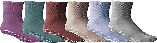 Miniatura 2 de Yacht & Smith 6 pares de calcetines negros antideslizantes para diabéticos con parte inferior de agarre suelto, calcetines de hospital de agarre,