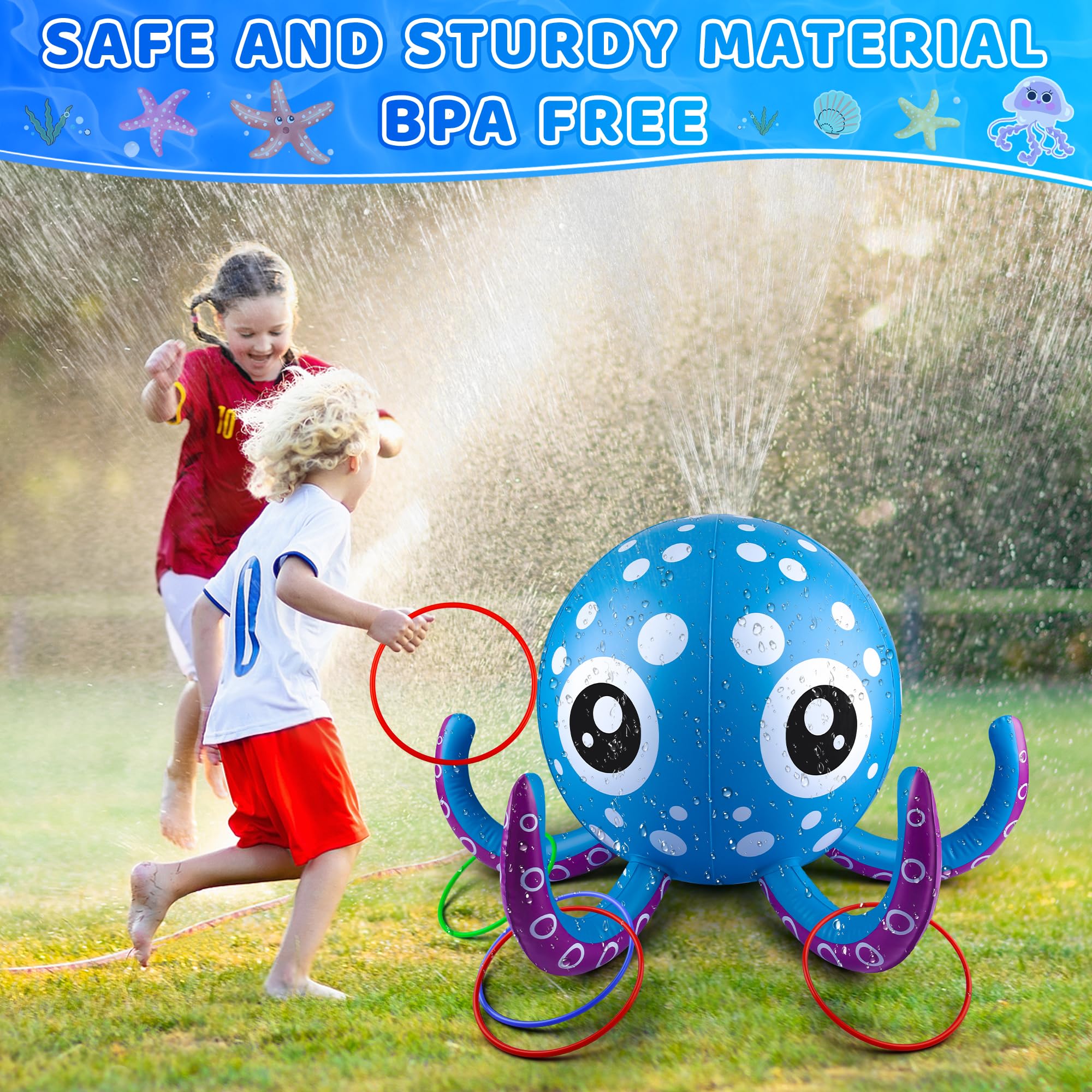 Jeux d Eau Exterieur pour Enfants 3 4 5 6 7 8 9 Ans, Jeu d'eau Sprinkler Jeu d'eau Pieuvre Jeux Exterieur, Jouets d'arrosage Arroseurs pour Jardin, Pelouse, Jeux Plein Air