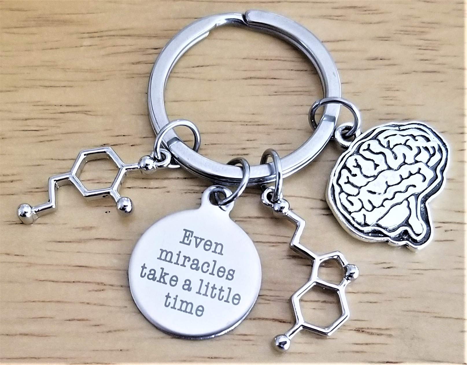 Kit's Kiss Psychiatrist Keychain Dopamine Molecule Serotonin Molecule Brain Doctor Psychologist Gift Psychiatry psychology Anatomy Neurology Neurotransmitter Science Happy Chemical