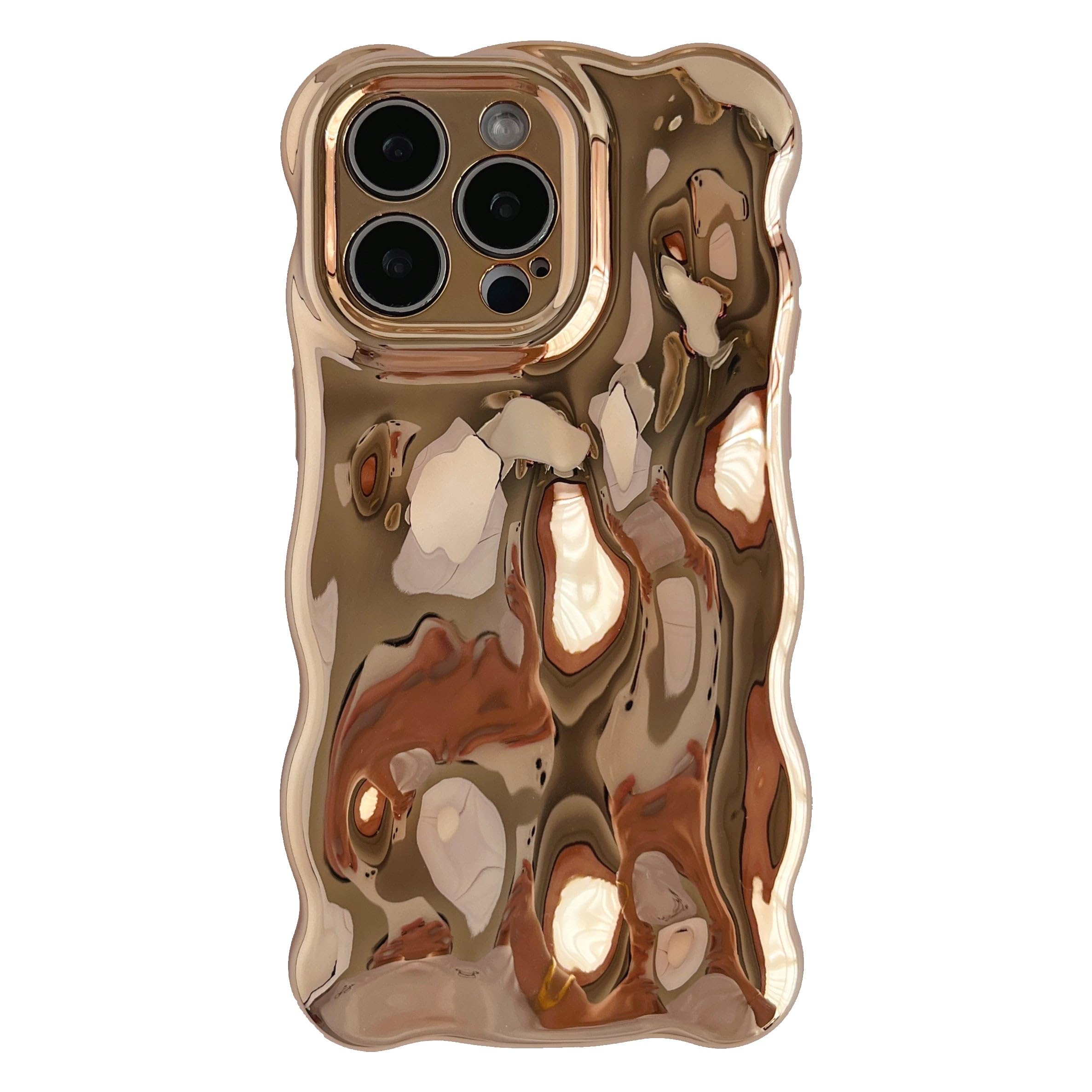 Coque iPhone 15 Pro Max antichoc design vagues doré plaqué