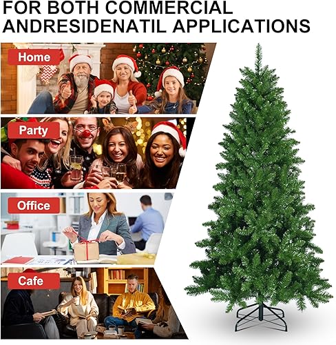 Miniatura 5 de Kadunmina Árbol de Navidad artificial de 6 pies, árbol de Navidad con bisagras de alta calidad con 760 puntas de ramas de PVC, decoración navideña