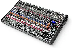 VDA216L Mixer Profissional 16 Canais para Shows ao Vivo, Karaokê - USB/Bluetooth, Efeito de Reverb, Saída de Monitoração, Controle de Som de Estúdio e Palco (Alimentação 110V/220V)