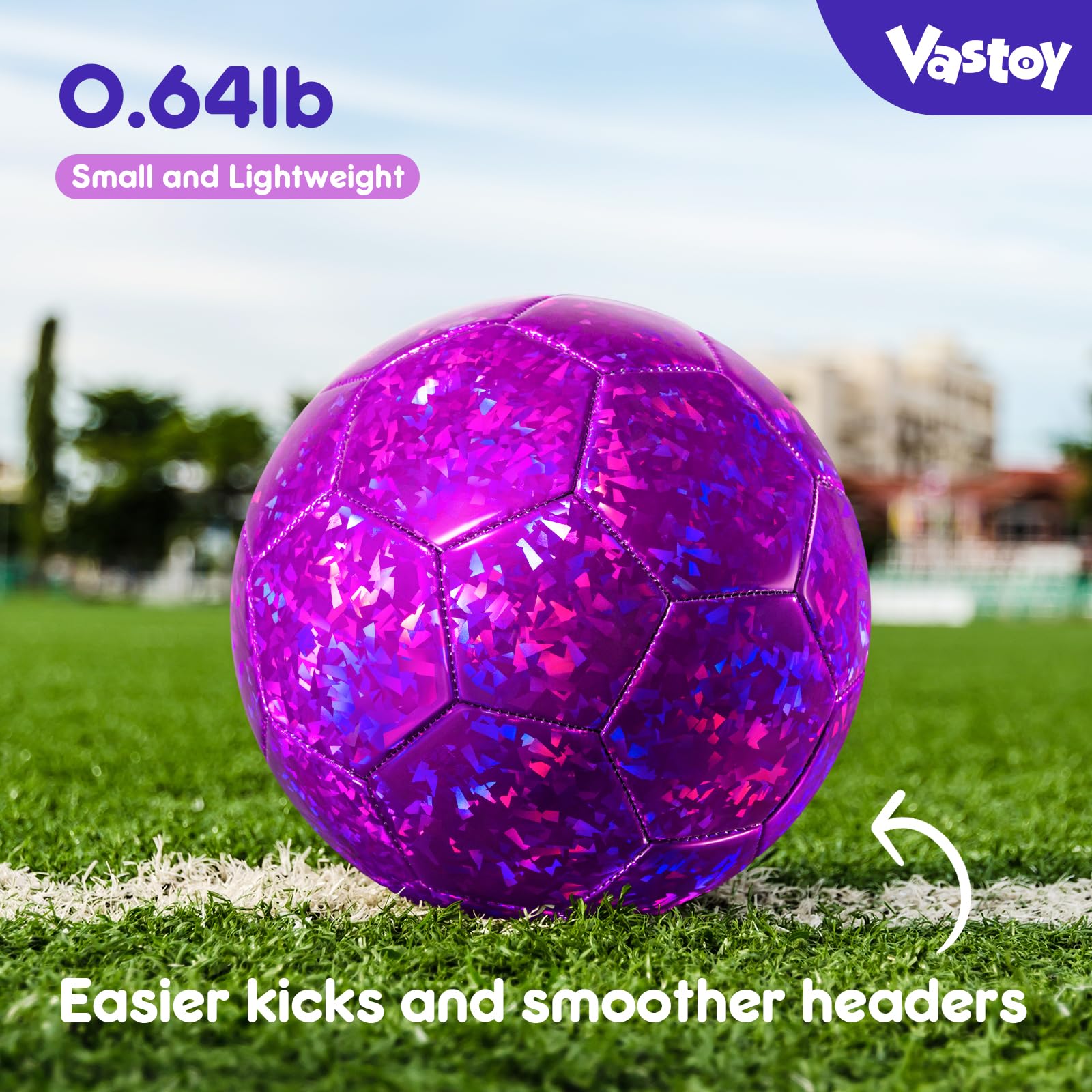 Vastoy 2Pcs Size 3 Football for Kids Age 3-8 Kids Football with Glittery Pattern Design Childrens Ball with Pump - Image 3