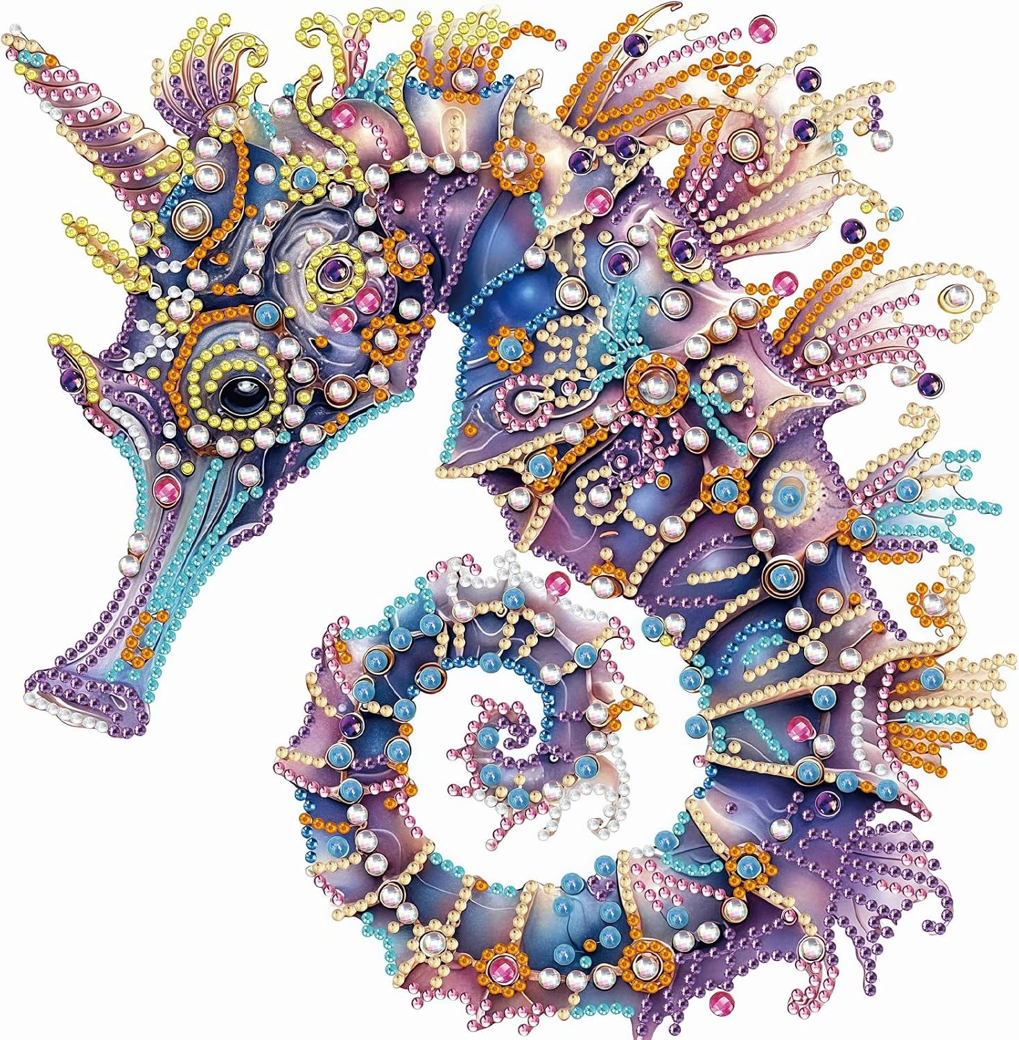 Purple Crystal Twin Seahorses Special Shaped 5D DIY Partial Drill Diamond