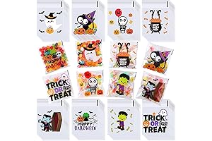 Joottuan 320 Pieces Halloween Treat Bags Clear Self Adhesive Cellophane Bags