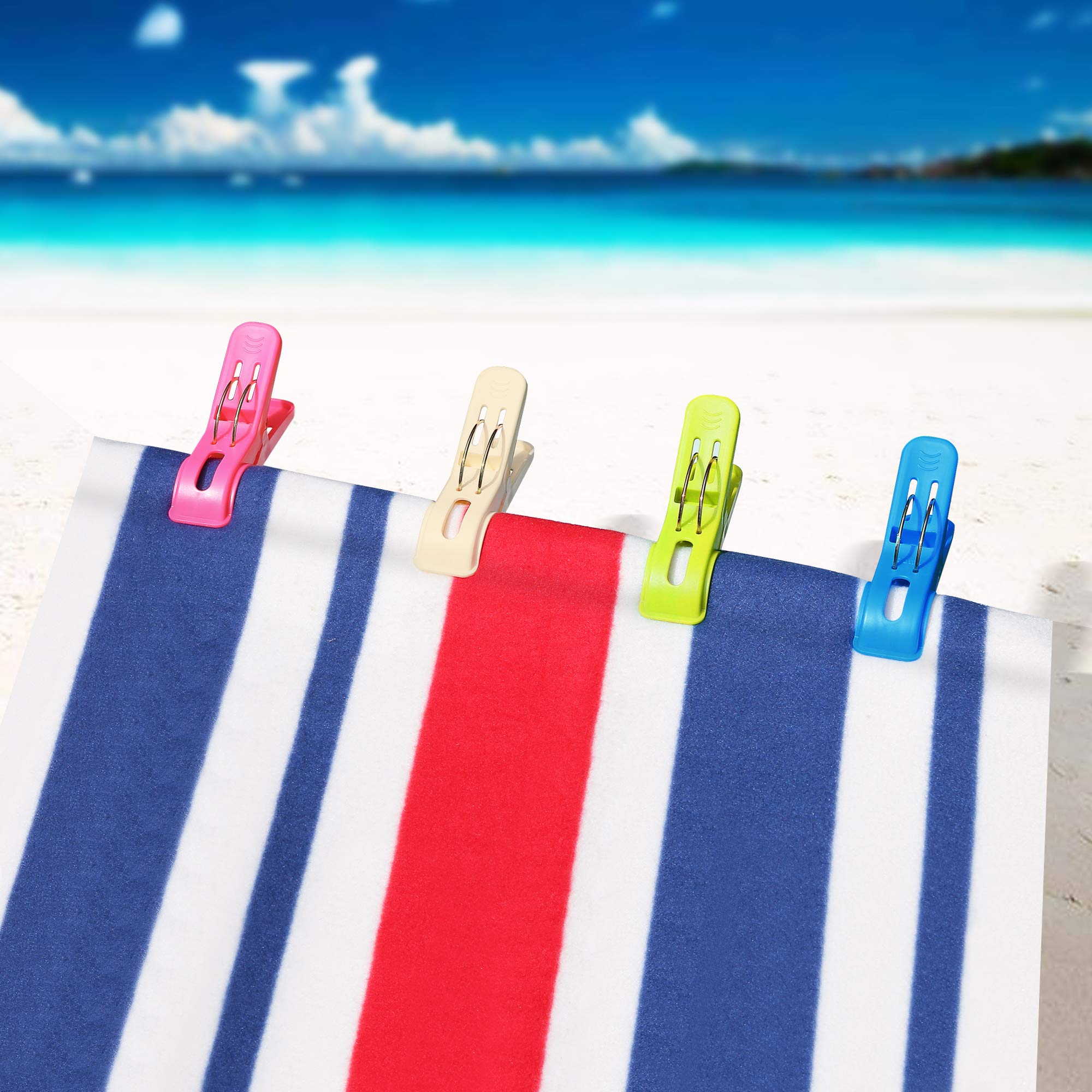 10 Mollette Grandi Loppdece Per Asciugamano Da Spiaggia – Con Silicone Antiscivolo, Apertura Max 6 Cm, 9,6x6,8 Cm