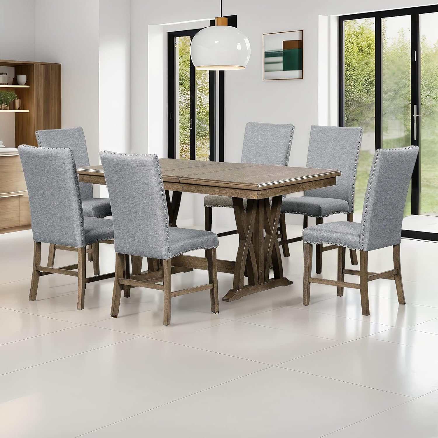 Bellemave 7 Piece Dining Table Set Wood Extendable Kitchen