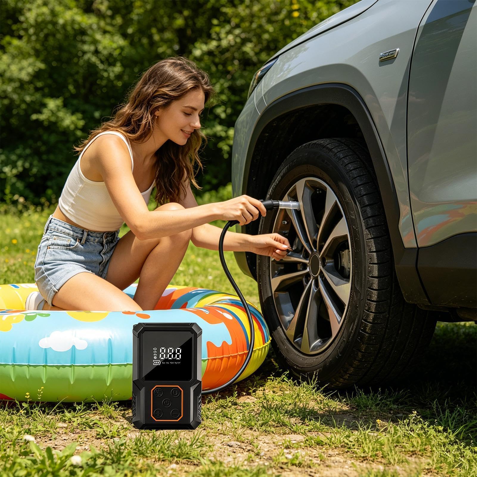 Wiederaufladbare Luftpumpe Mini Smart Wiederaufladbares Aufblasgerät | Kabellose Luftpumpe Für Zuhause, Pannenhilfe, Garage, Outdoor, Reisen, Sport, , Schwimmhilfen, Luftmatratze, Fahrzeuge