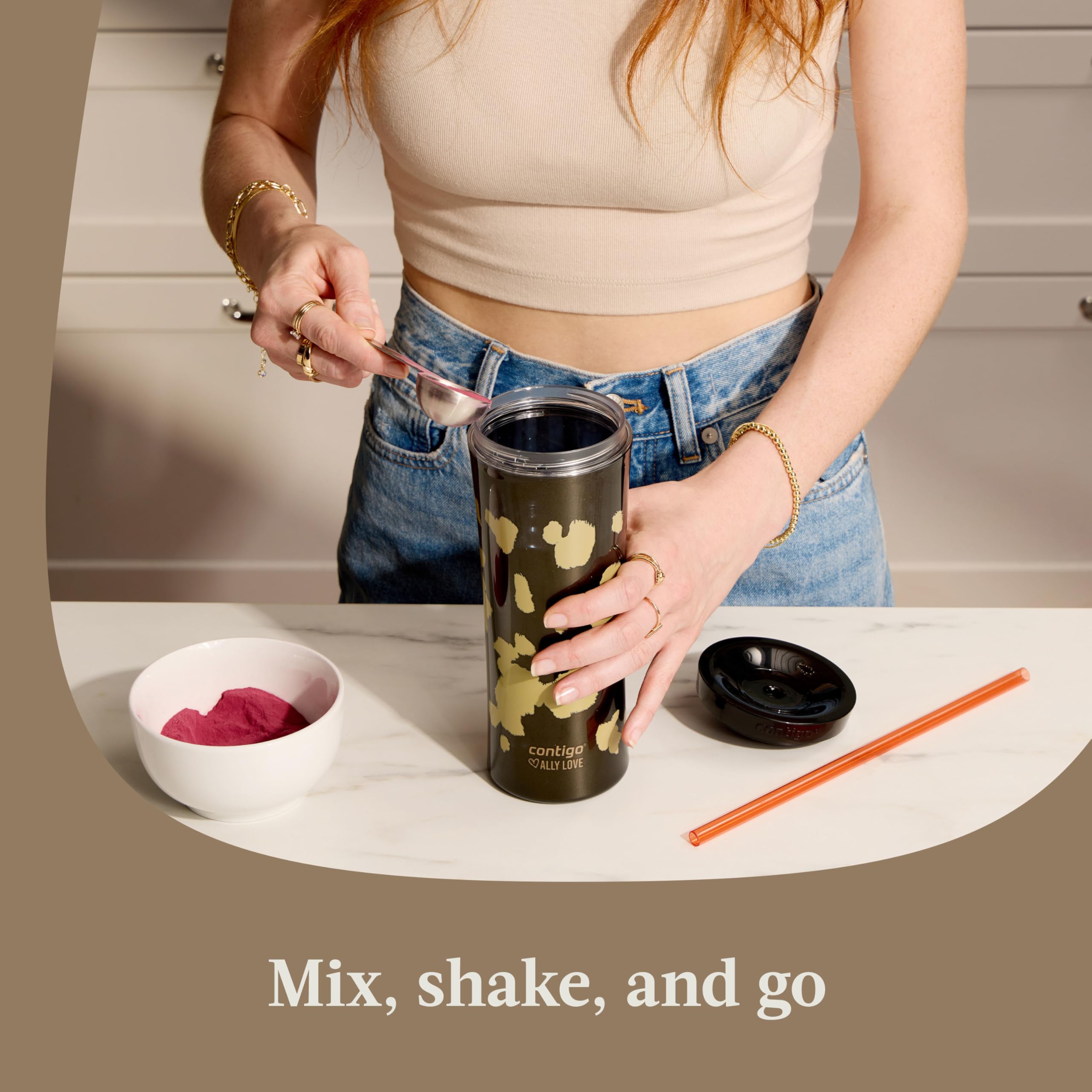 Amazon.com | Contigo x Ally Love Shake & Go Tumbler, Autoclose Lid