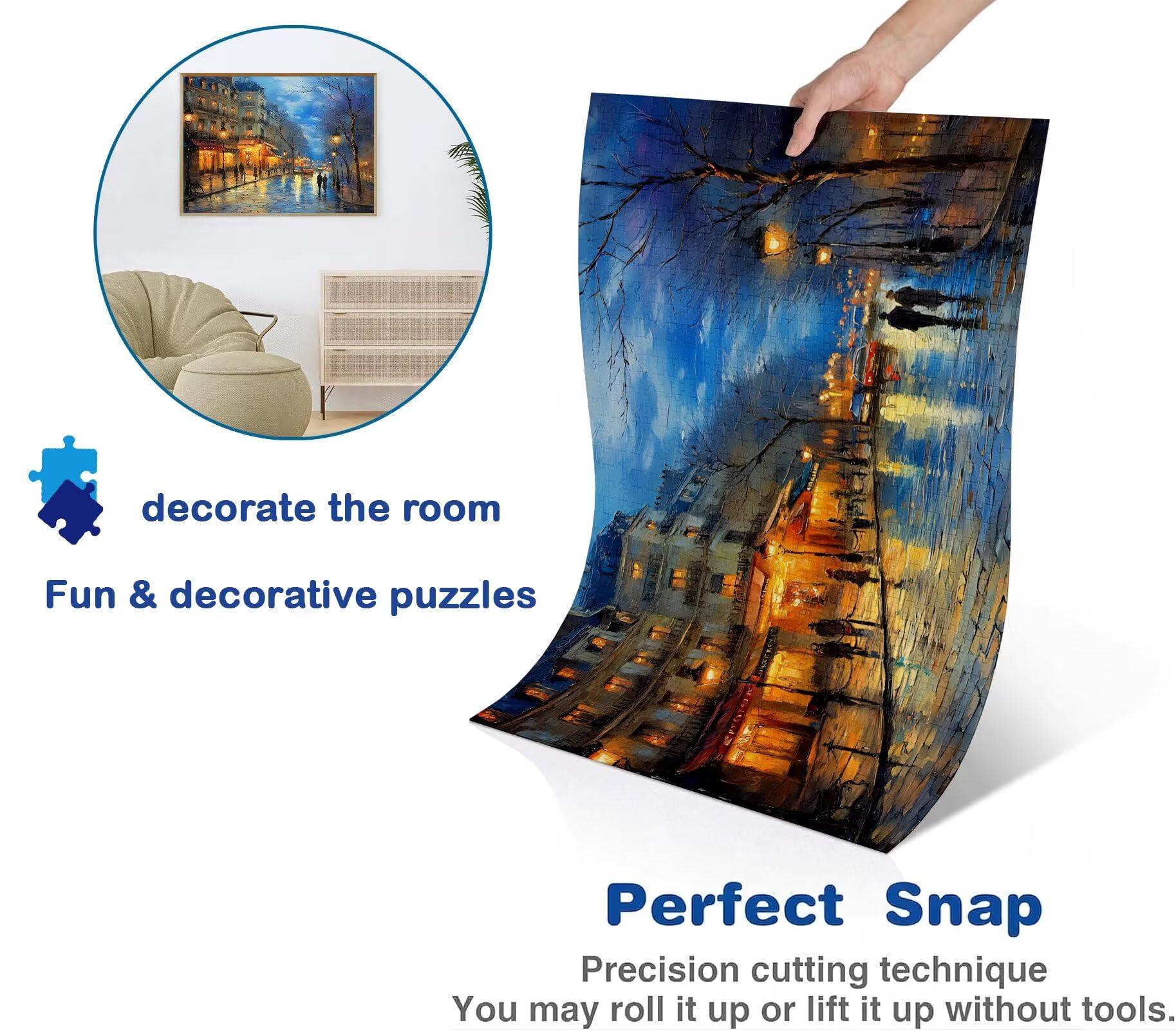 Ciudad Calle-2 Puzzle 1000 Piezas Adultos, Rompecabezas con Letras en la Parte Posterior - Piezas Que Encajan Perfectamente, Reto de Concentración, Regalo para Mujer y Decor Hogar, 75 x 50 cm w0-56
