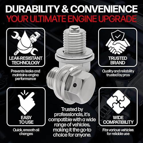 Miniatura 4 de Votex - Hecho en EE. UU. - Tapón magnético de drenaje de aceite de motor M14x1.5MM con imán de neodimio de alta temperatura, acero inoxidable
