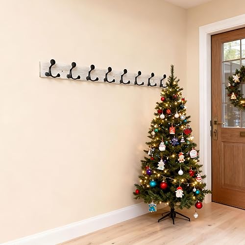 Miniatura 277 de SKOLOO Perchero de madera blanca de 17 pulgadas con 3 ganchos triples, ideal para entradas familiares, aulas y almacenamiento de suministros para