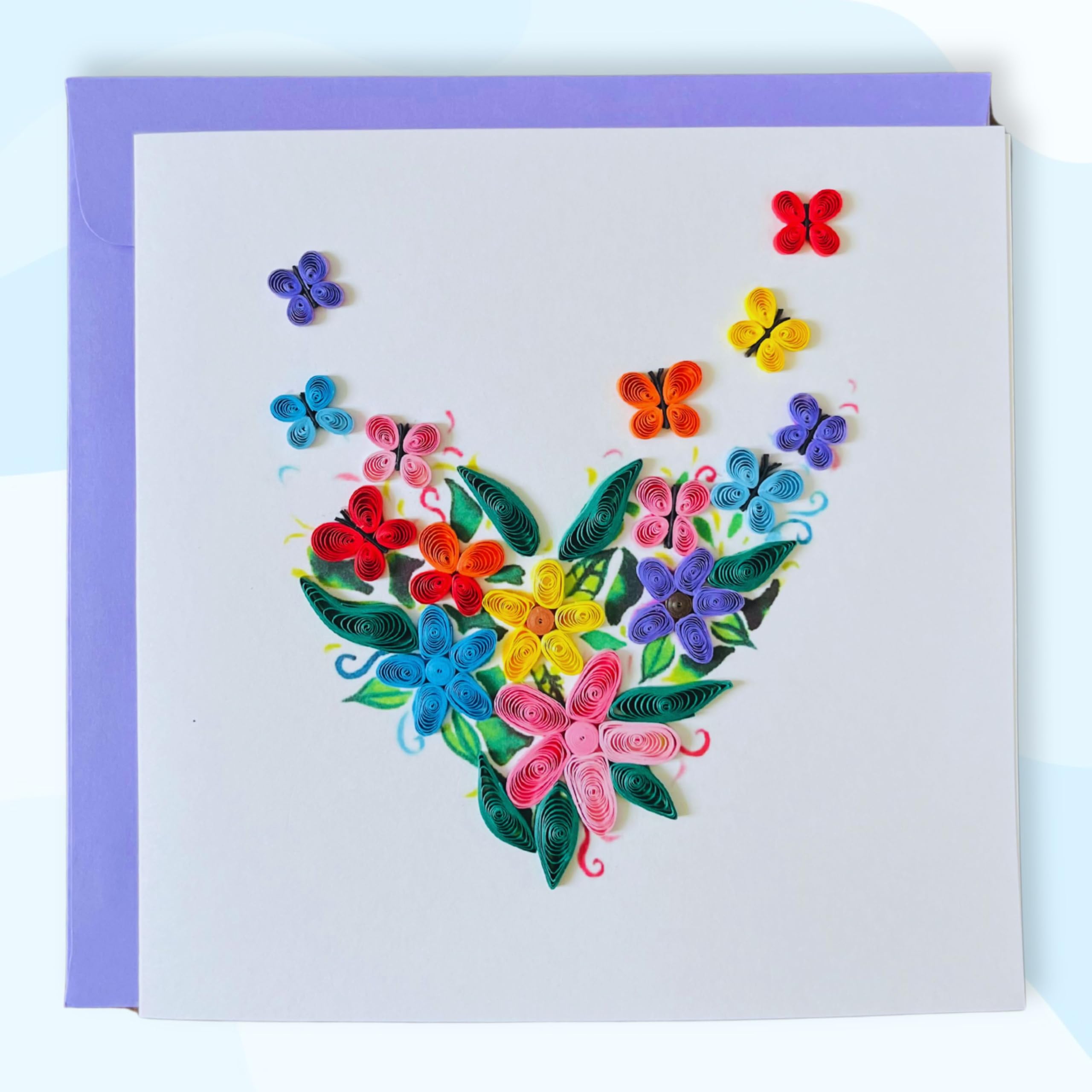 SaigonCraft Quilling Cards, handmade card, quilled cards with Handmade Art for all occasions: Mother's day, Father's day, Birthday... flower heart