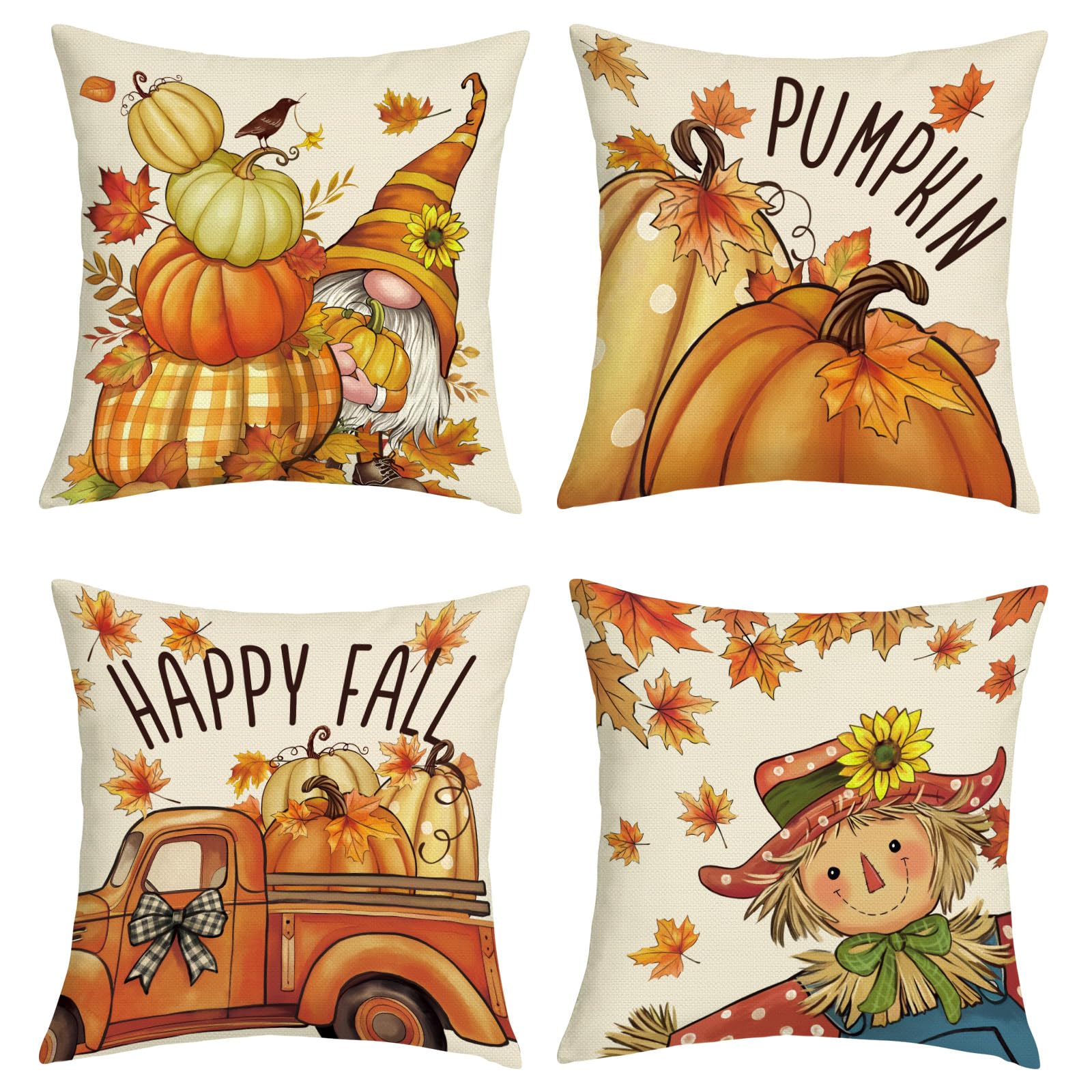 Federe per Cuscini Divano 45x45 set da 4 Autunno Foglie D
