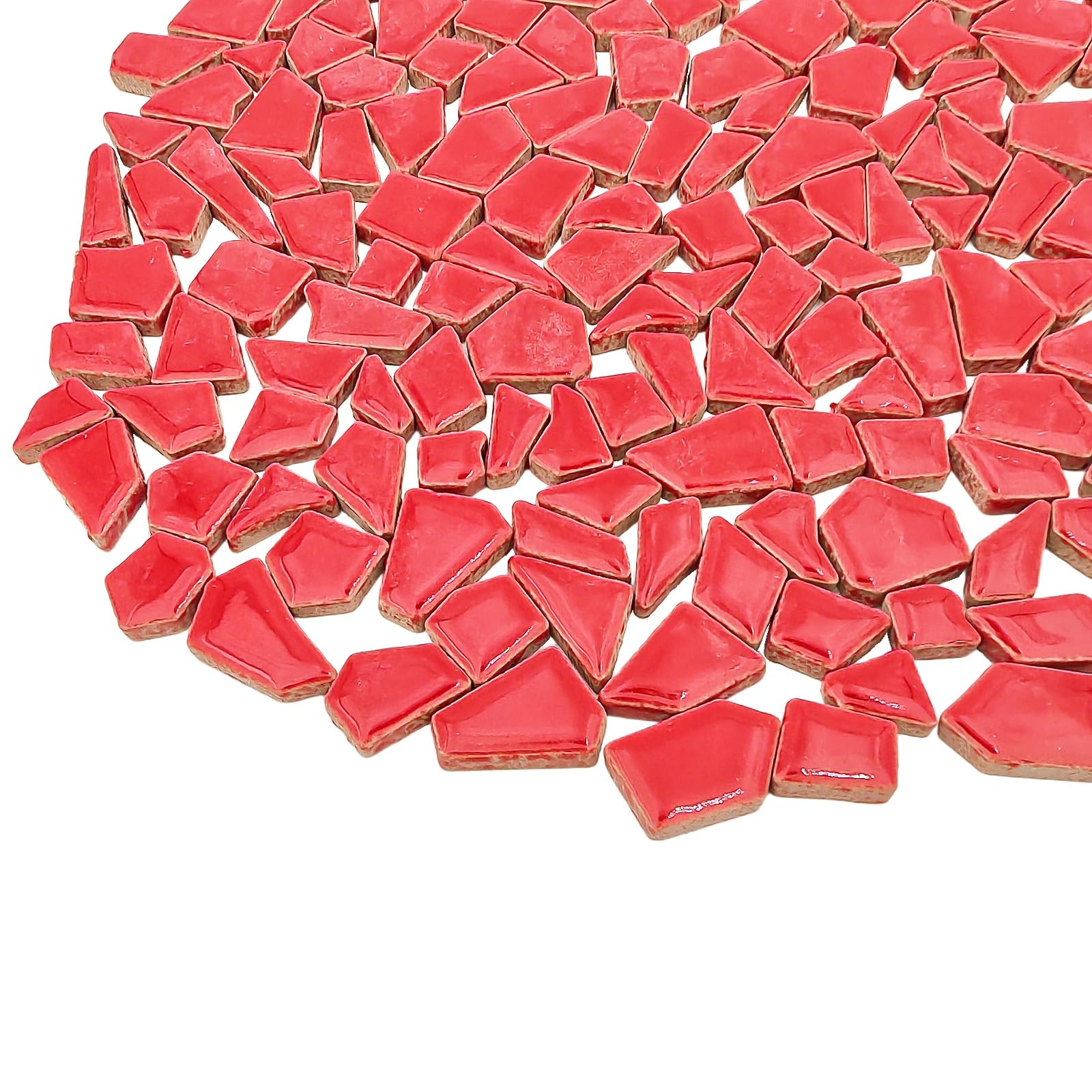 200g Irregular Ceramic Mosaic Tiles for Crafts, 0.5X 2 cm Small Mosaic Pieces Stones for DIY Mosaic Making & Wall Decor (Red)