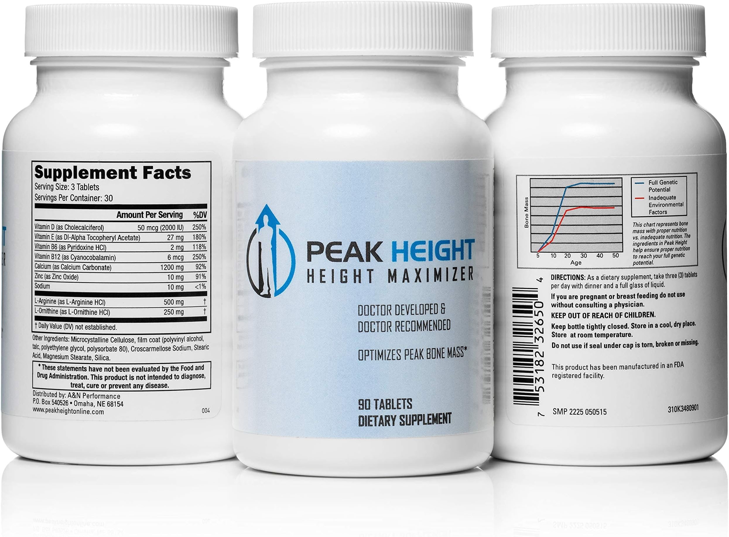 1 Grow Taller Height Pill Supplement-Peak Height 6 Month Supply-Height Supplement-Doctor Recommended, 90 tablets( pack of 6)