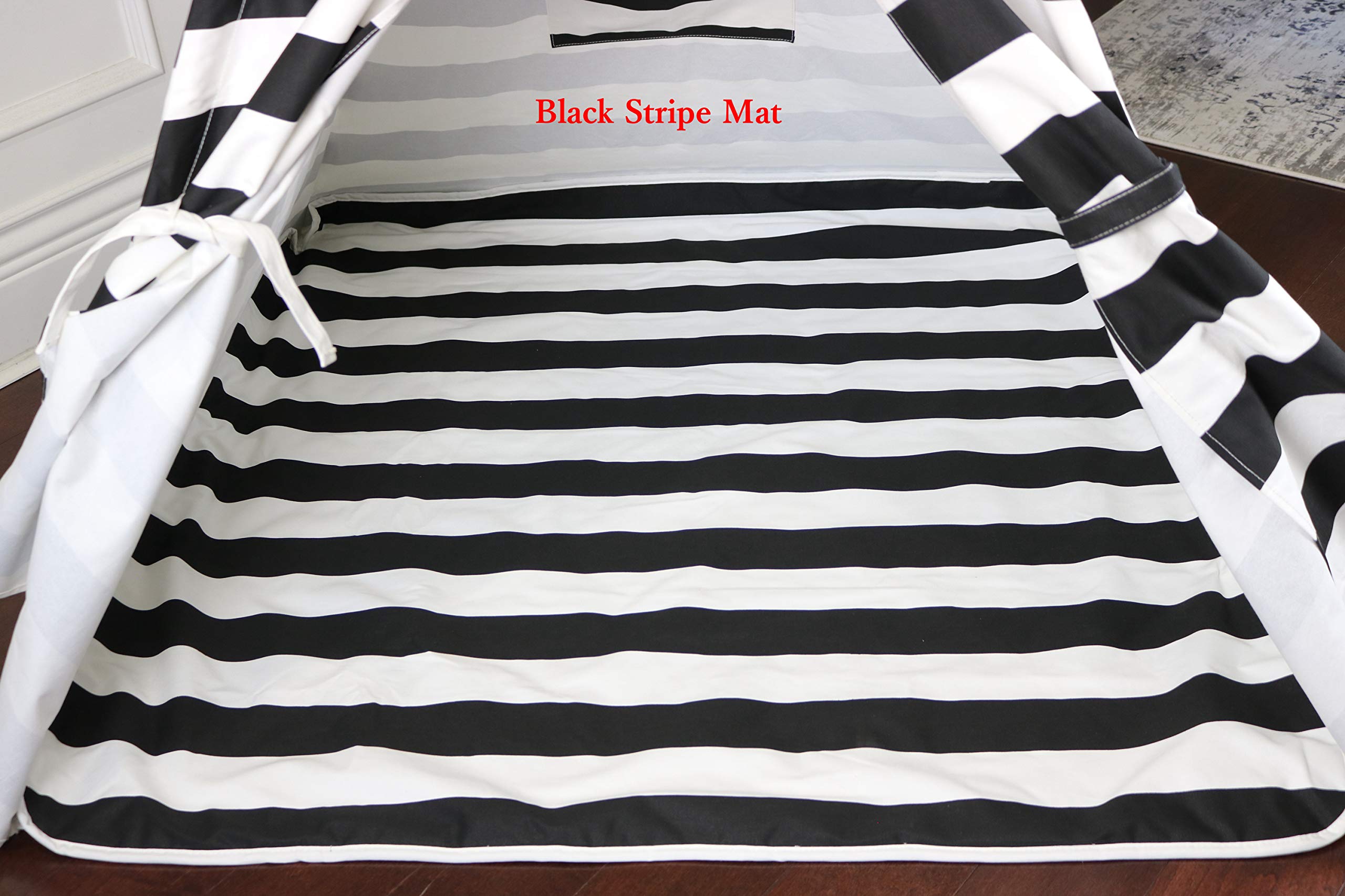 Black Stripe Canvas Padded Mat
