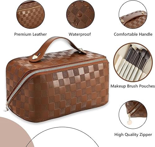 Miniatura 3 de Bolsa de maquillaje de viaje para mujer, Marrón, Vida cotidiana