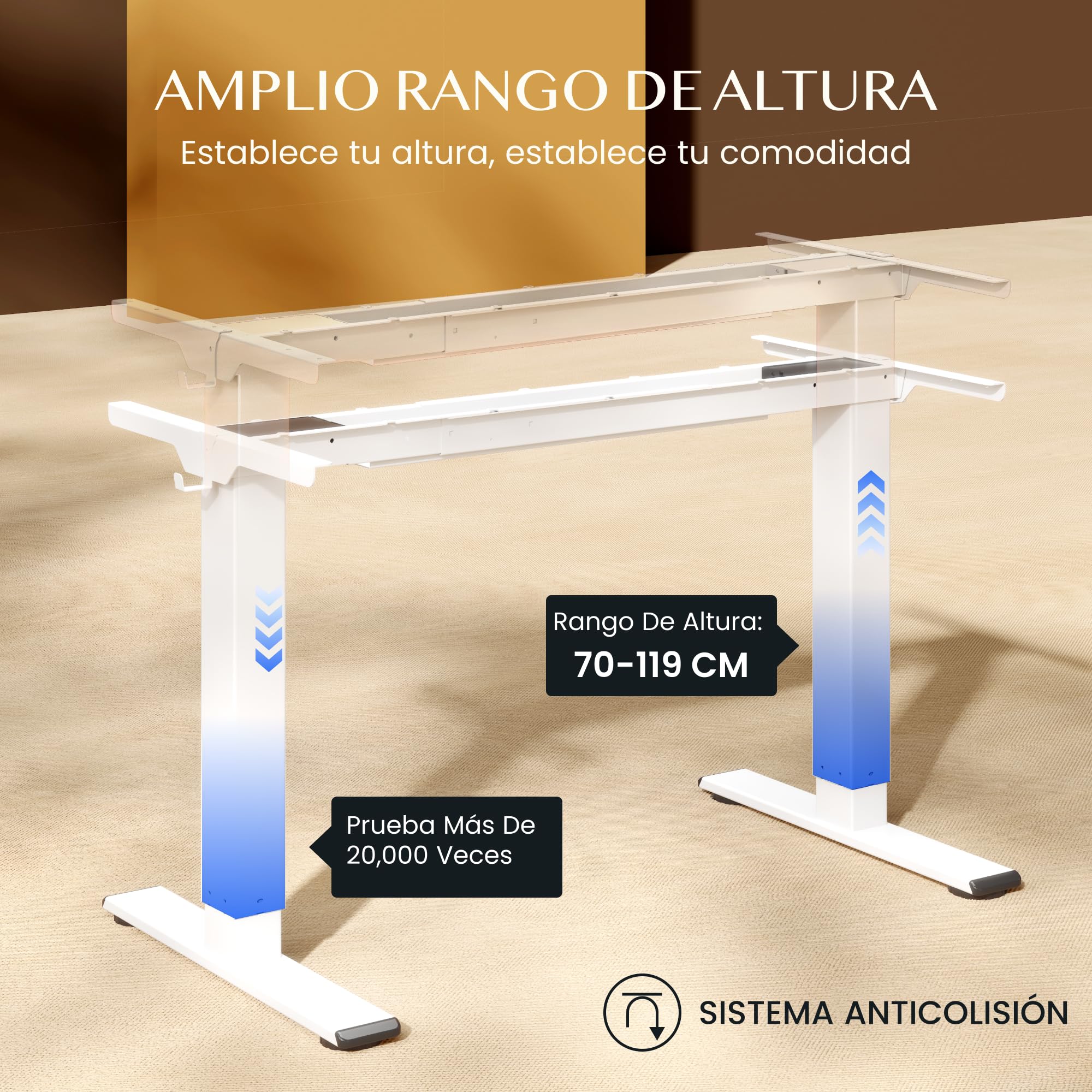 FLEXISPOT E1 Pro Escritorio Elevable Eléctrico 2 Motores Altura Ajustable | Compatible con tableros de 120-180 cm, soporta hasta 100 kg, panel con 4 memorias y garantía de 5 años, Blanco
