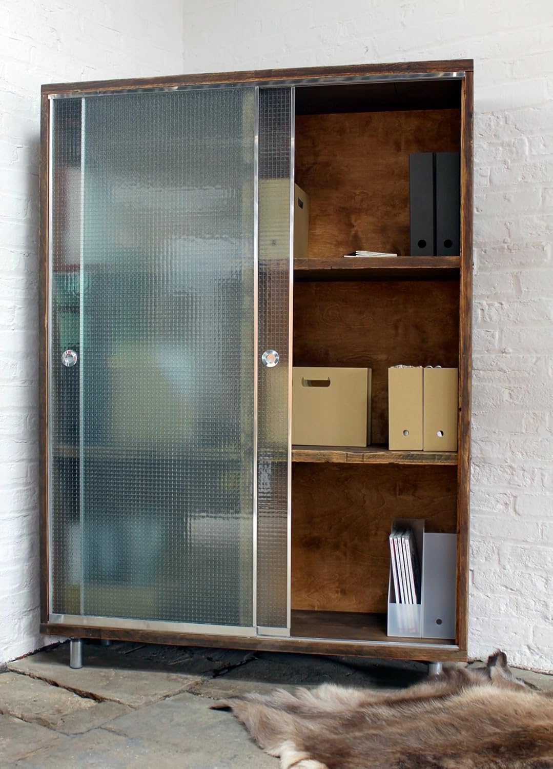 Glass Doors - Furniture for Home Office, Easy Assembly(BROWN)