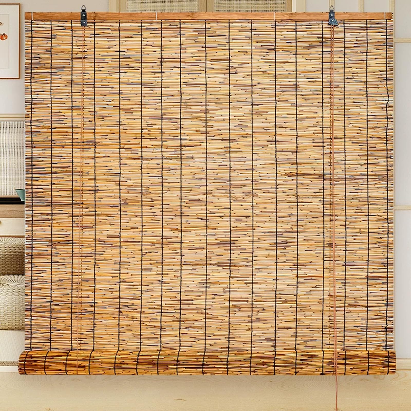 Tenda a Rullo in Bambù Naturale,Avvolgibile Bamboo,Reed Curtain,50-170cm (W155xH300cm)