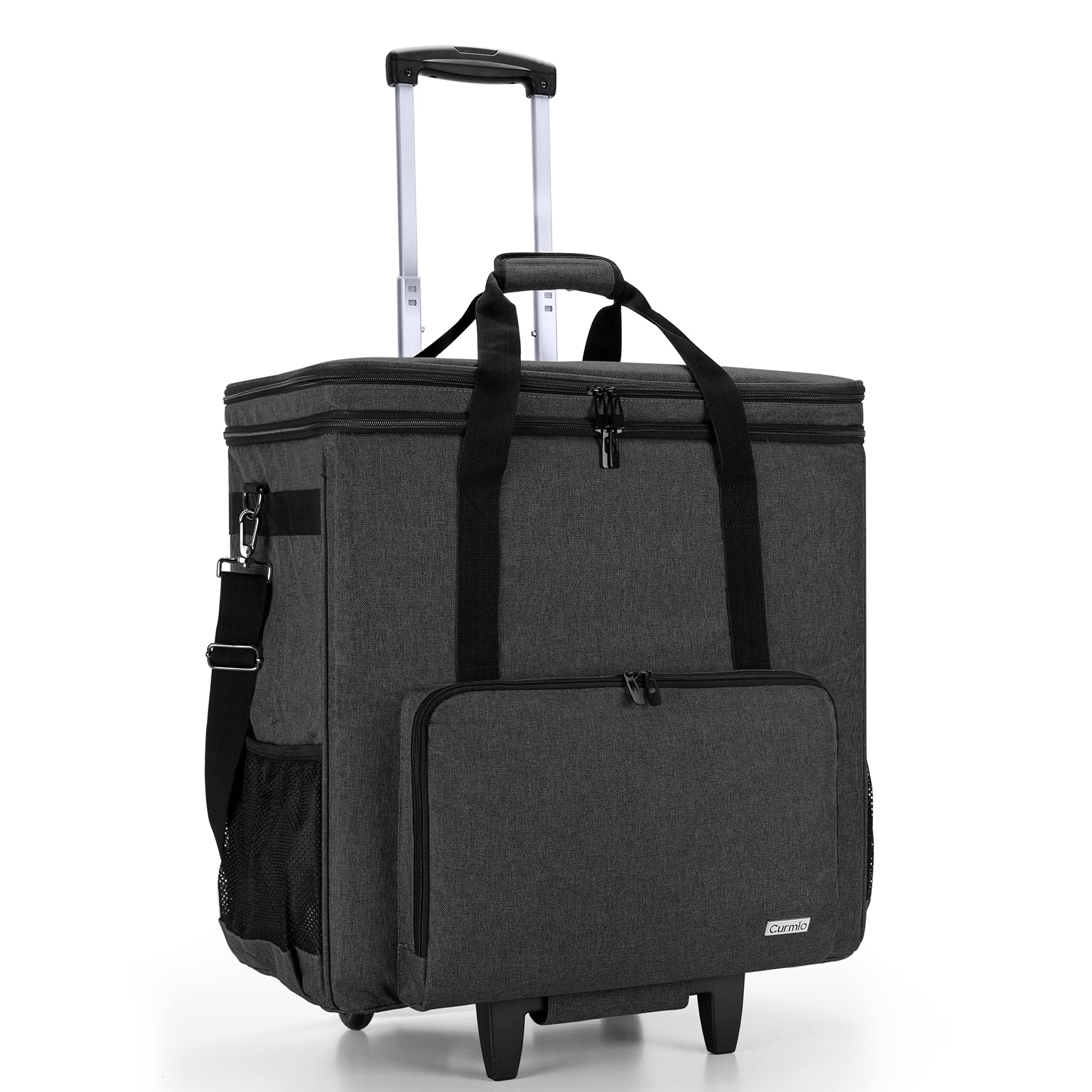 CURMIO Sacoche à roulettes pour Tour d'Ordinateur, Sac de Voyage avec Chariot Détachable pour Le Boîtier, Clavier, Souris, et Autres Accessoires, Noir (Sac Seulement, Brevet en Instance)
