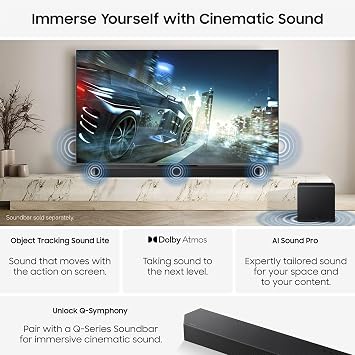 Samsung Smart TV 55-Inch QN80H Neo QLED 4K, Quantum Mini LED, NQ HDR+, Motion Xcelerator 144Hz, Dolby Atmos & OTS Lite, Gaming Hub, FreeSync Premium Pro, Knox Security, Vision AI, Alexa [2026]