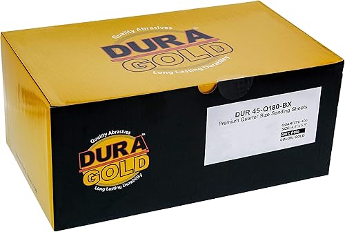 Miniatura 10 de Dura-Gold Hojas de papel de lija dorado de 14 de hoja de alta calidad, grano 600 (caja de 400)  Carpintería para muebles de madera, pintura