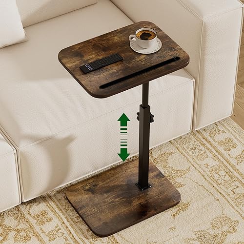 Miniatura 9 de Mesa lateral para sofá  Juego de 2 a 360 giratoria de altura ajustable para computadora portátil, mesa de TV para aperitivos, lectura, se adapta a