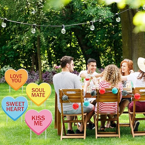 Miniatura 5 de Whaline 10 letreros de patio para el día de San Valentín con 20 estacas de conversación corazón decoración de patio para San Valentín aniversario