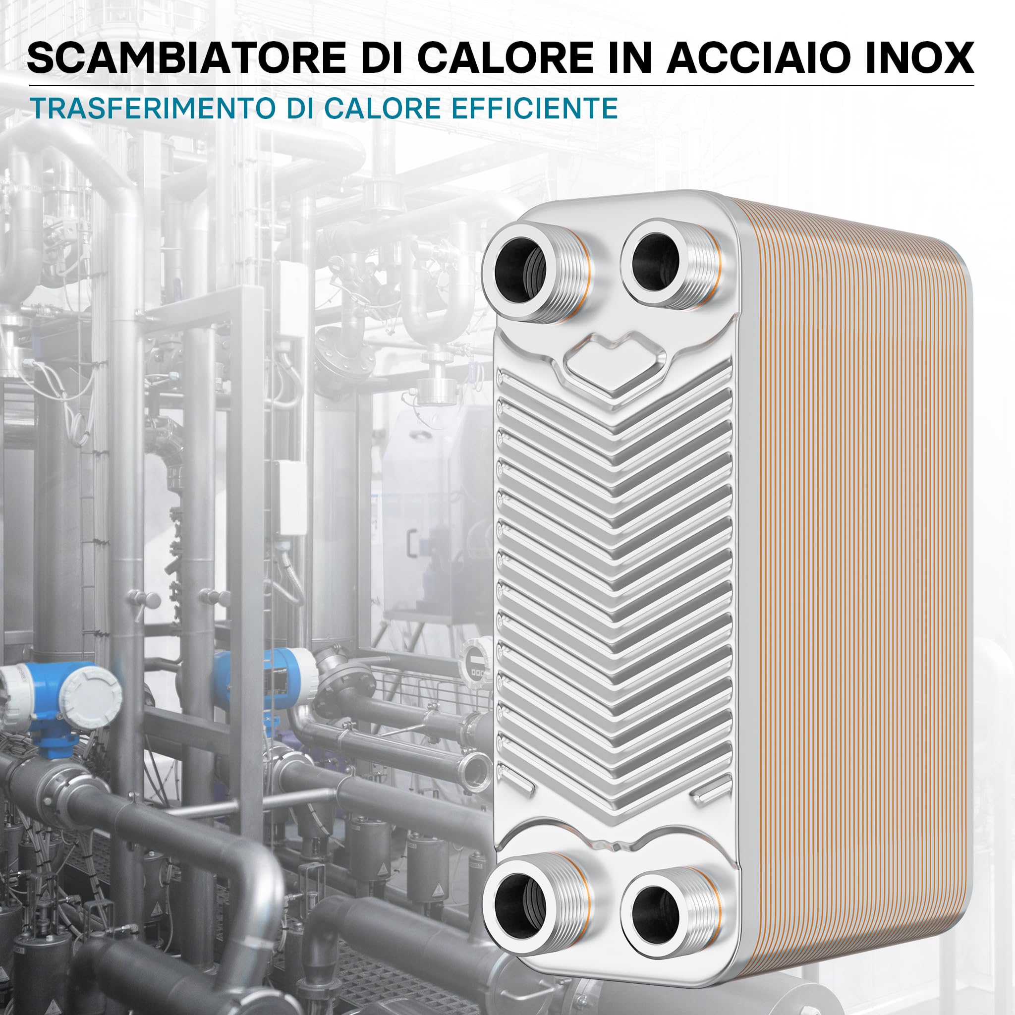 Wiltec Scambiatore a piastre saldobrasate Wiltec in acciaio inox, 50 piastre, max 90 kw