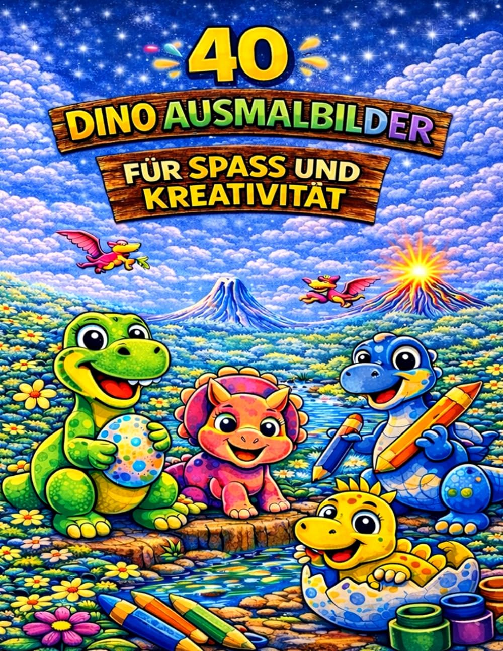 Dinosaurier Ausmalbuch für Kinder ab 3 Jahren: 40 liebevoll gestaltete Ausmalbilder für kleine Dinosaurier-Fans - zum Ausmalen und Entdecken
