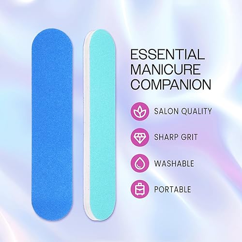 Miniatura 9 de PANA - 10 limas de uñas profesionales de doble cara de tamaño gigante, color negro, grano 180180, lima de inmersión de uñas, manicura y pedicura,