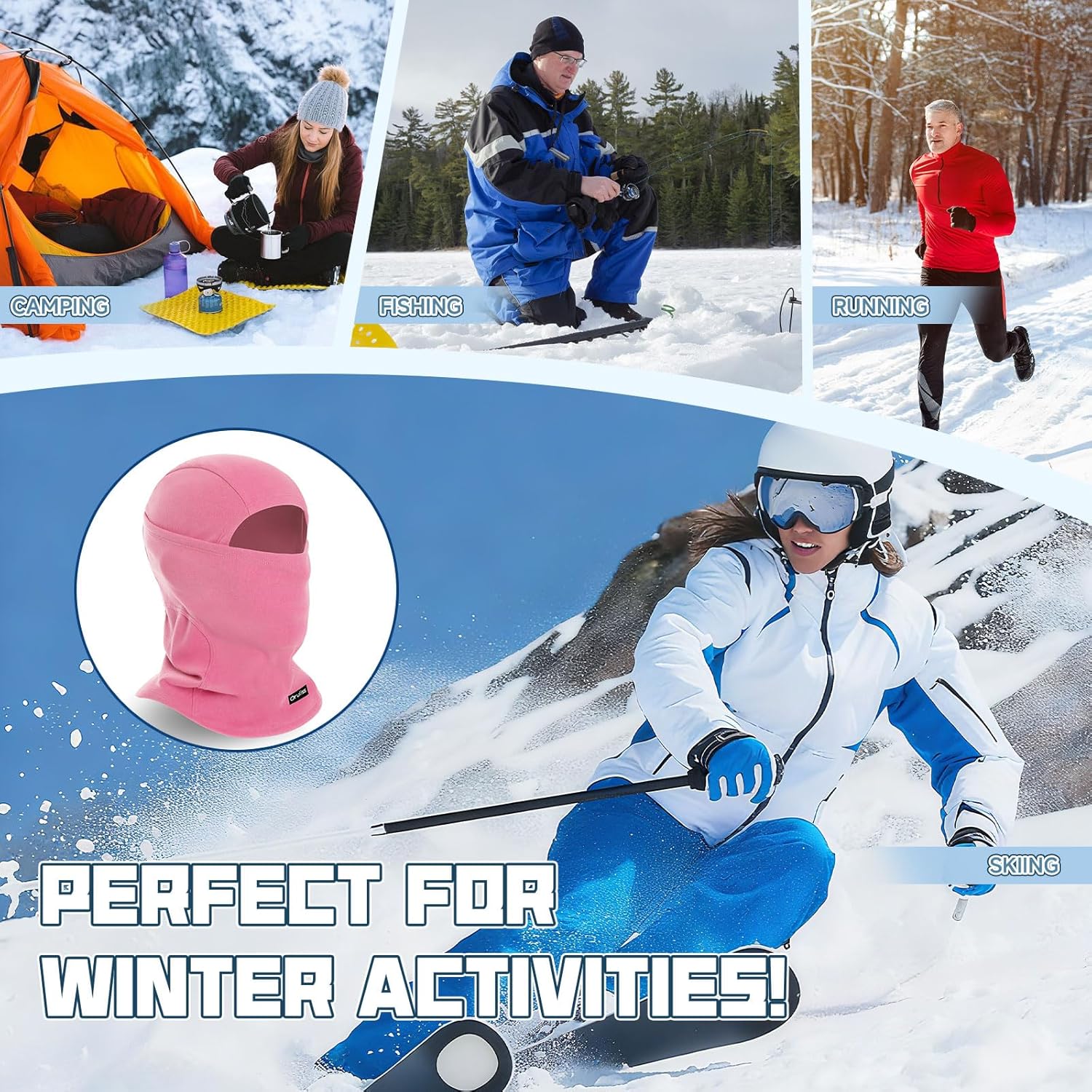 Balaclava Ski Mask for Men Women, Warm Fleece Face Mask Full Cover for Cold Weather Skiing Cycling, Ponytail Friendly - Image 7