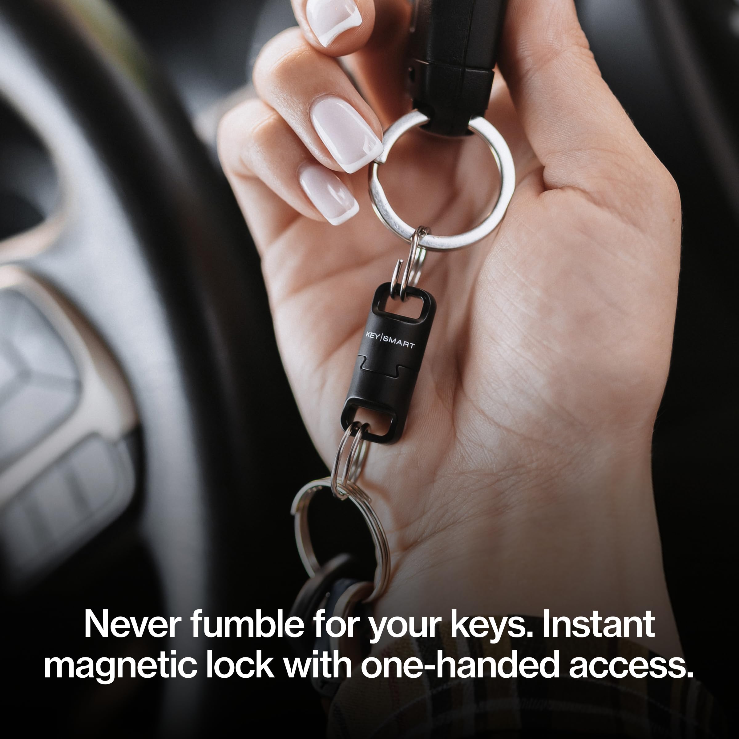 KeySmart MagConnect Pro Magnetyczny uchwyt na klucze do torebki, breloczki do kluczy samochodowych – zdejmowany brelok do kluczy szybkiego zwalniania, Czarny (3 szt.), 3 Pack